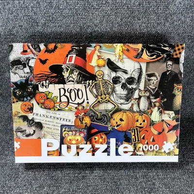 Boo! Halloween 1000 Piece Jigsaw Puzzle Collage 18.9 X 28.8" Seesaw COMPLETE - Image 1 of 4