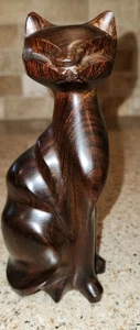 Vintage geschnitzte Eisenholz Siamkatze Skulptur Katze 7" groß Mid Century Modern - Bild 1 von 6