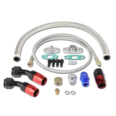 Turbocompresor 40" 1/8 Alimentación de Aceite y Acero Inoxidable Trenzado 21" 10AN Kit de Línea de Drenaje de Retorno Foto 1 de 4