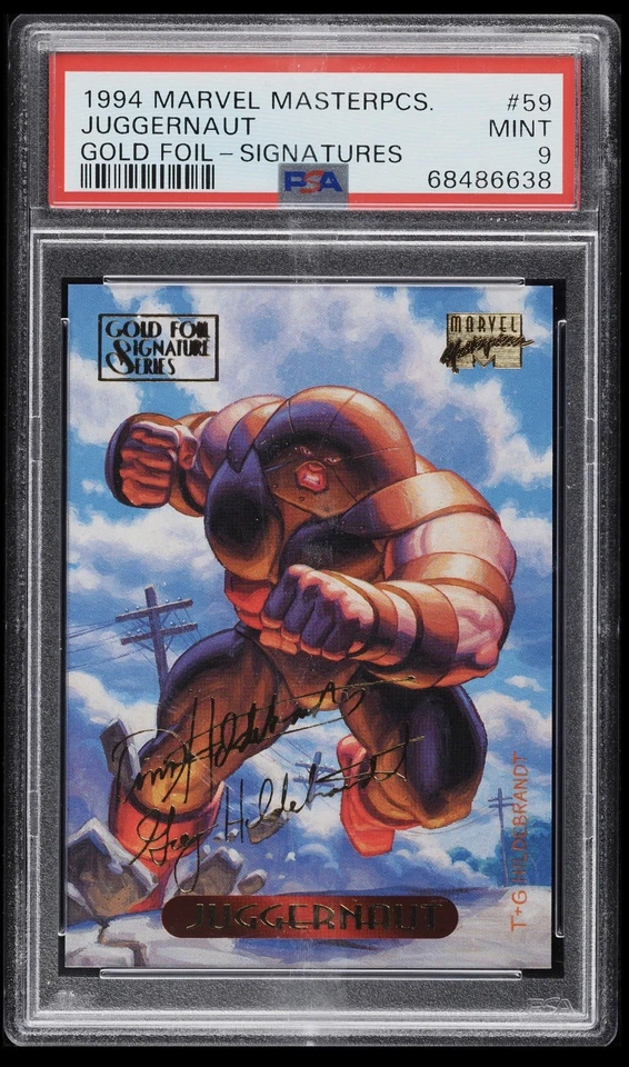 Marvel Masterpieces Juggernaut 1994 lámina de oro firmas #59 PSA 9 como nuevo Foto 1 de 2