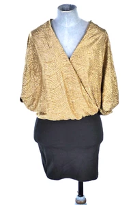 ASOS Party Minikleid gold schwarz tiefer Ausschnitt kurz sexy Teenager Gr. UK 4 Petite - Bild 1 von 9