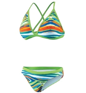 Nike Rio Geo Convertible Neckholder 2 Stück Action Grün Mädchen Größe 8 Neu - Bild 1 von 10