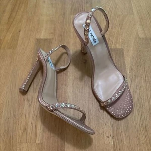 Steve Madden 11 malva rosa champagne gioiello sandalo tacco impreziosito - Foto 1 di 8