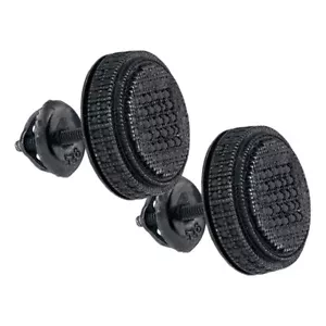 Black Sterling Silver Mens Round Treated Diamond Circle Cluster Earrings 1/6 ctw - Picture 1 of 1