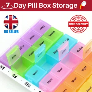 7 Day Pill Box Daily Tablet Medicine Dispenser Organizer Weekly Storage Weekly - Picture 1 of 10