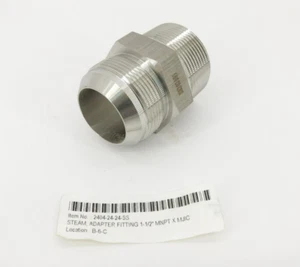 New Brennan 2404-24-24-SS Stainless JIC Fitting 1-1/2" MNPT X MJIC - Picture 1 of 4