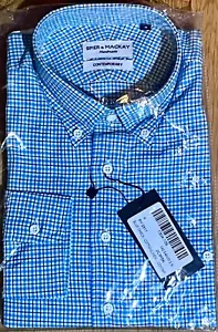 New Spier & Mackay Shirt Mens Medium Blue Plaid Contemporary Handmade Button NWT - Picture 1 of 13
