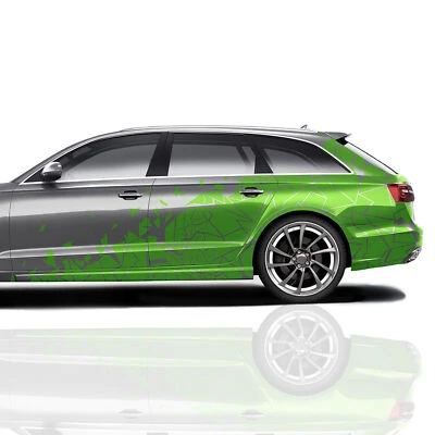 2er Set Auto Aufkleber Mosaik Scherben 200x60cm Geometrisch KX074 Grün - Bild 1 von 4