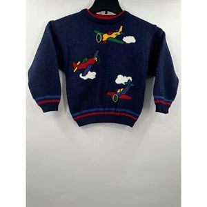 vintage T.K.S. the kids store airplane sweater size 7 - Picture 1 of 5