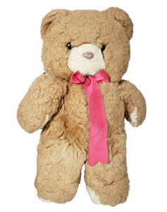 Teddybär braun lang rot Schleife Stofftier Plüschtier Stofftier liebenswert - Bild 1 von 8
