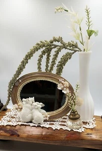 Bunny Tabletop Mirror Decor Handcrafted VIGNETTE Antique Glass Doorknob  BLING ! - Picture 1 of 23