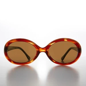 Brown 90s Oval Grunge Cat Eye Vintage Sunglass Brown Lens - Macy - Picture 1 of 3
