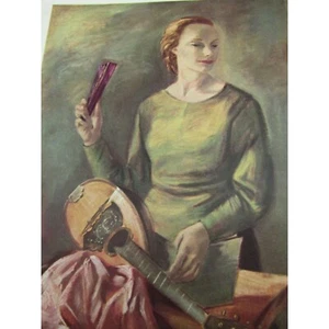 The Girl with Mandolin California Frederic Taubes Vintage 1945 Print 33115 - Picture 1 of 6