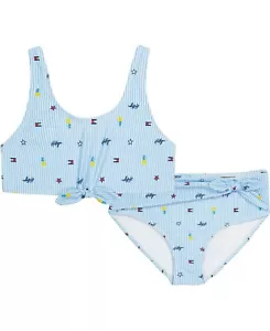 Tommy Hilfiger 1510 Big Girls Striped Iconic Bikini Swimsuit Size Large 12/14 - Picture 1 of 2