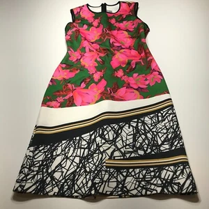 Clover Canyon Kleid Damen mittelrosa grün Blumenmuster ärmellose Neoprenhülle - Bild 1 von 12