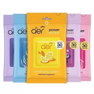 5pc Lot Godrej Aer Pocket Bathroom Toilet Room Air Gel Fragrance Freshener,10g - Picture 1 of 24