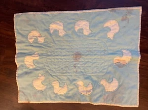 Vintage Textiles Folk Art Handmade Receiving Blanket w Cut Out Ducks As Is - Picture 1 of 11