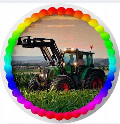 Traktor Schlepper Baumaschine Bagger Farm Feld Essbar Tortenaufleger Torte+ TEXT - Bild 1 von 4