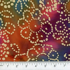 QUILTER'S BATIK 45-inch BTY 100% Cotton Orange, Purple, Green, Tan qb-569 - Picture 1 of 1