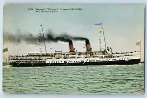 c1910 Steamer Cayuga passeggeri traghetto Bet Toronto e Cascate del Niagara Canada cartolina - Foto 1 di 2