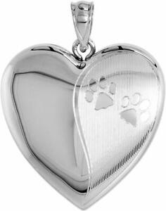 Sterling Silver 1 Picture Paw Prints Heart Locket and Urn Necklace Pet Keepsake
