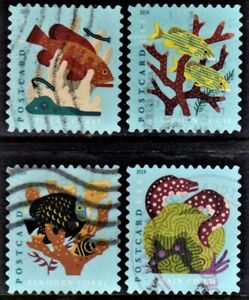 OFF paper #5363-66 Coral Reefs (used set of 4) Postcard 2019 _f263