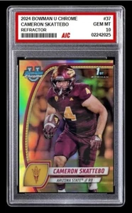 2024 Cam Skattebo Bowman U Chrome Refractor Rookie Arizona State #37 Graded 10 - Picture 1 of 6