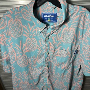 Polo Chubbies Teal uomo grande ananas hawaiano stampa all over - Foto 1 di 6