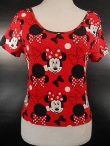 Cool Girl's Large Disney's Minnie Mouse w/ Bows Red Short Sleeve Crop Top GUC - Picture 1 of 5