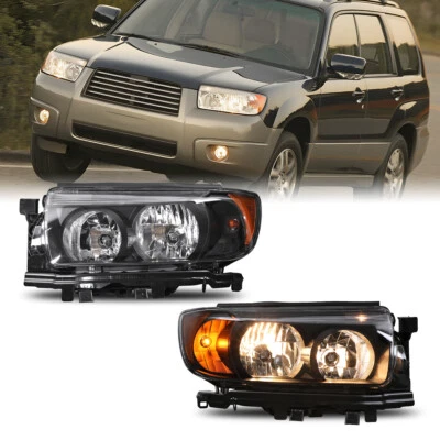 Pair For 2006-2008 Subaru Forester Headlights Headlamps Driver & Passenger Side - Image 1 of 4