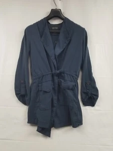 Sanctuary Light Weight Long Roll Tab Sleeves Jacket Tie Waist Shacket Small Blue - Picture 1 of 11