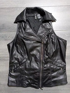 Bisou Bisou Vest Adult Womens Large Faux Leather Moto Biker - Picture 1 of 5