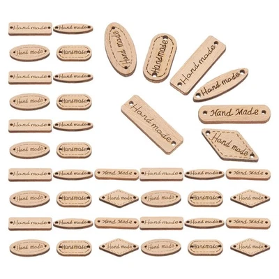  50pcs Holzknopf Tags handgefertigtes DIY -Etikett Crafts Holzknöpfe zufälliger - Bild 1 von 4