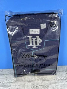 Vintage neu Hemingway Point blau Pyjama Set Langarmshirt lange Hose Herren 2X - Bild 1 von 4