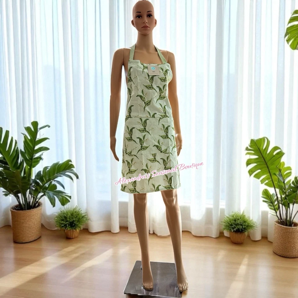 Delantal de cocina Martha Stewart Freya Lily Of The Valley 31x30 100 % algodón Country Foto 1 de 4