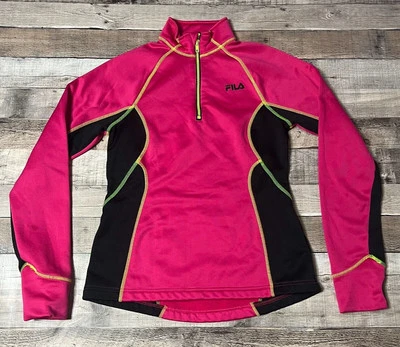 Chaqueta deportiva Fila para mujer pequeña rosa ropa exterior 1/4 cremallera ropa exterior aire libre fitness Foto 1 de 4