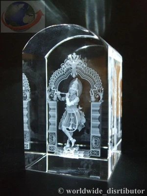Crystal Images KRISHNA 3 Dimensional Paperweight H 8cm WITH FREE LED LIGHT BASE - image 1 of 2