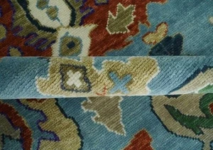 Hand Knotted Accent Multi Size Contemporary Oushak Rug Blue color Area Carpet - Picture 1 of 5