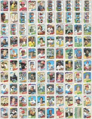 (100) 1980 Topps Lot MLB Baseball Cards Partial Set Collection - Image 1 of 4
