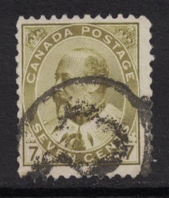 Canada: Scott 92- Used- 7c King Edward VII Issue- 1903-1908- stamp - Image 1 of 2