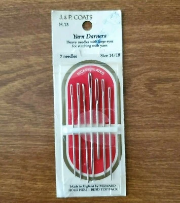 Vintage  J. & P. Coats  (Dritz)  Package Of 7 Yarn Darners  Size 14/18 - Image 1 of 4