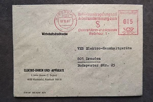DDR Firmen Stempel - Elektro Uhren und Apparate J.Jahn Radebeul - Brief /S8 - Picture 1 of 1