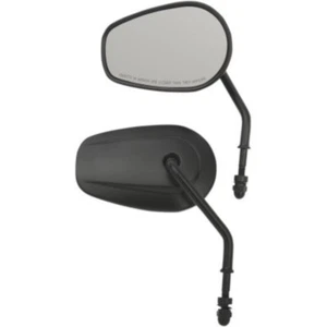 Drag Specialties 0640-1308 Black Short 4" Stem Teardrop Mirrors for Harley - Picture 1 of 1