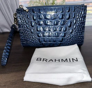 Brahmin Leather Daisy Pouch/Wristlet in Sold Out Color Maritime - Picture 1 of 2