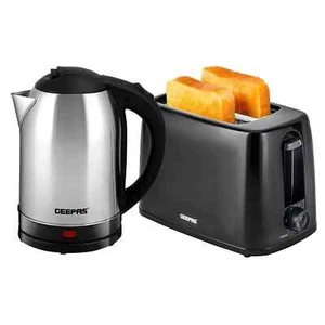 Hervidor eléctrico inalámbrico 1500W 1,8L - Juego de cocina tostadora de pan de 2 rebanadas negro - - Imagen 1 de 6