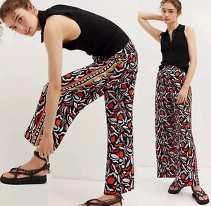 Anthropologie High Waisted Wide-Leg Track Pant $120 Multicolor Print Trouser 12 - Picture 1 of 12