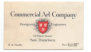 1910 Trade / Visitenkarte Commerical Art Company Engravers San Francisco - Bild 1 von 1