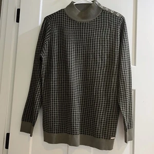 Maglione donna Calvin Klein nero marrone pied de poule nuovo con etichette taglia M nuovo con etichette - Foto 1 di 8