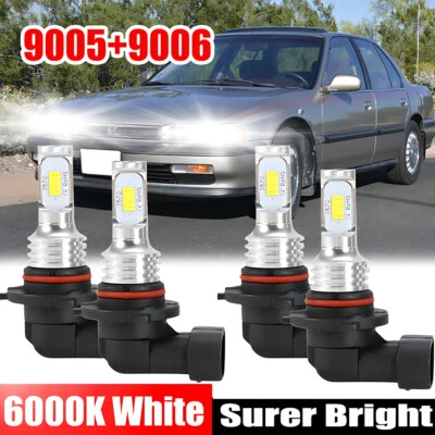 For Honda Accord 1990-2007 LED Headlight Bulbs White High/Low Beam 9005 9006 Kit - Image 1 of 4