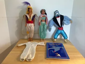 Vintage ALADDIN & JASMINE BARBIE DOLLS 1968 1966 Disney Mattel Genie & Book - Picture 1 of 10
